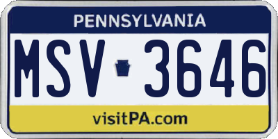 PA license plate MSV3646