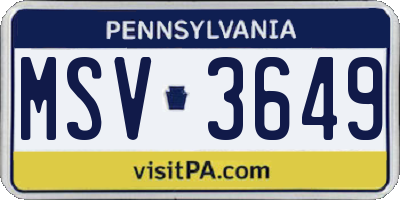 PA license plate MSV3649