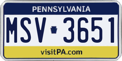 PA license plate MSV3651