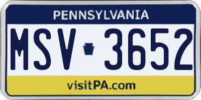 PA license plate MSV3652