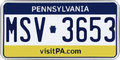 PA license plate MSV3653