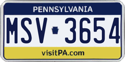 PA license plate MSV3654