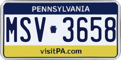 PA license plate MSV3658