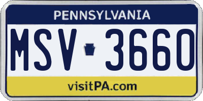 PA license plate MSV3660
