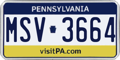 PA license plate MSV3664