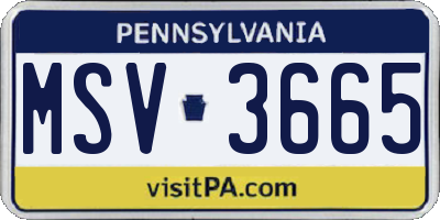 PA license plate MSV3665