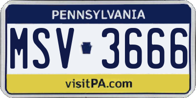 PA license plate MSV3666