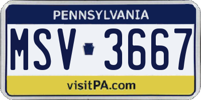PA license plate MSV3667