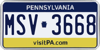 PA license plate MSV3668