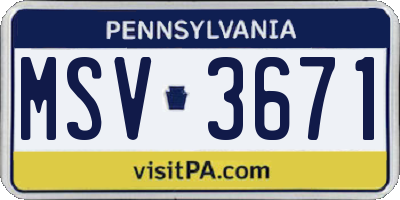 PA license plate MSV3671
