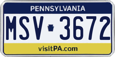 PA license plate MSV3672