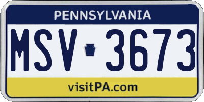 PA license plate MSV3673