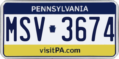 PA license plate MSV3674