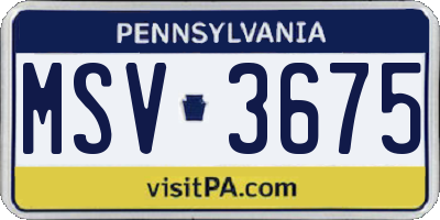 PA license plate MSV3675