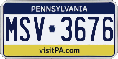 PA license plate MSV3676
