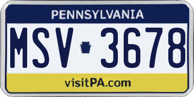 PA license plate MSV3678