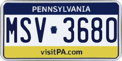 PA license plate MSV3680