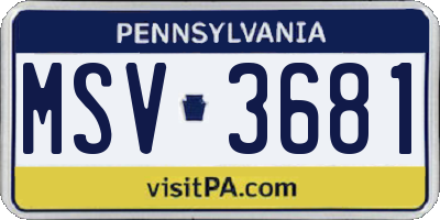 PA license plate MSV3681