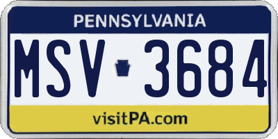 PA license plate MSV3684
