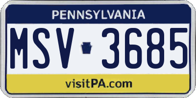 PA license plate MSV3685