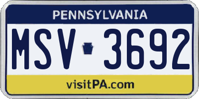 PA license plate MSV3692