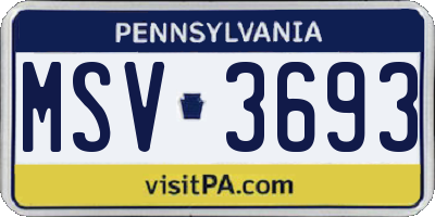 PA license plate MSV3693
