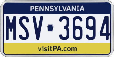 PA license plate MSV3694