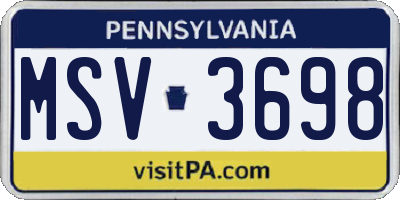 PA license plate MSV3698