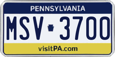 PA license plate MSV3700