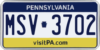 PA license plate MSV3702
