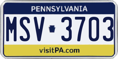 PA license plate MSV3703