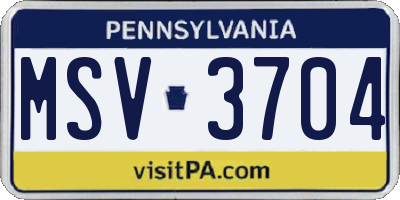 PA license plate MSV3704