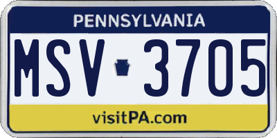 PA license plate MSV3705