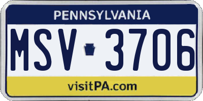 PA license plate MSV3706