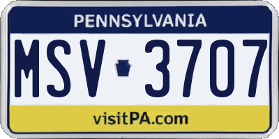 PA license plate MSV3707