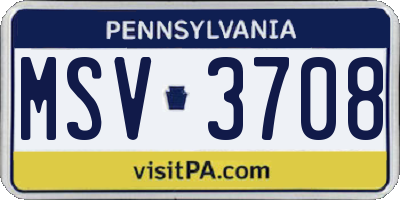 PA license plate MSV3708