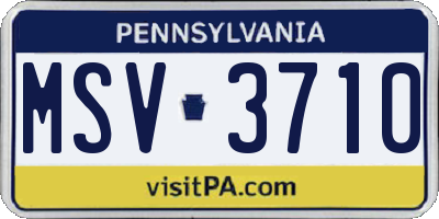 PA license plate MSV3710