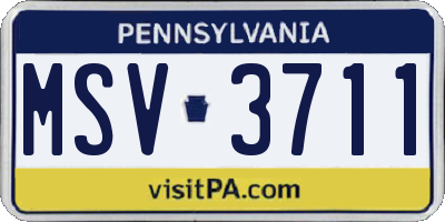 PA license plate MSV3711