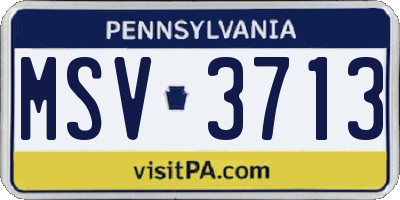 PA license plate MSV3713