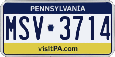 PA license plate MSV3714