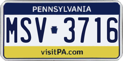 PA license plate MSV3716