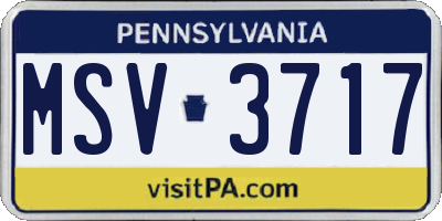 PA license plate MSV3717