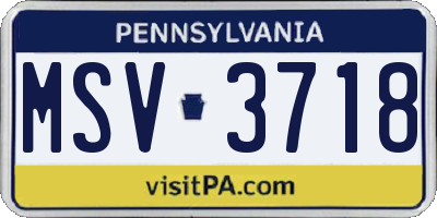 PA license plate MSV3718