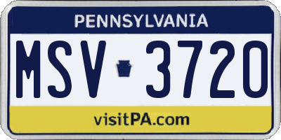 PA license plate MSV3720