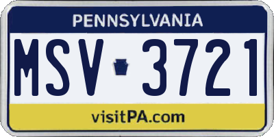 PA license plate MSV3721