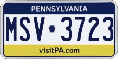 PA license plate MSV3723