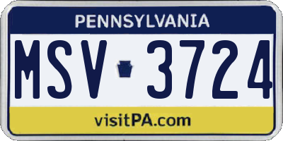 PA license plate MSV3724