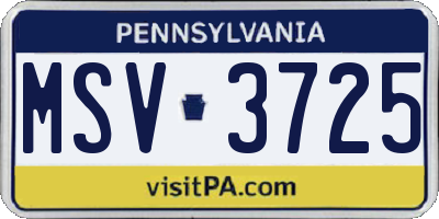 PA license plate MSV3725