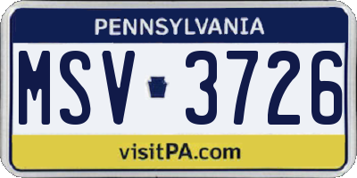 PA license plate MSV3726