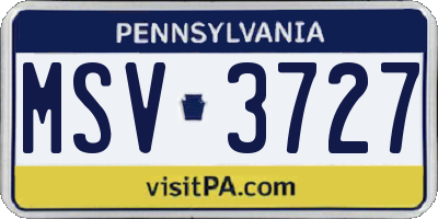 PA license plate MSV3727